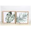 Image 1 : PAIR OF LEAF THEME WALL ART CANVAS
