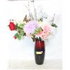 Image 1 : RED VASE FULL OF ARTIFICIAL FLOWERS