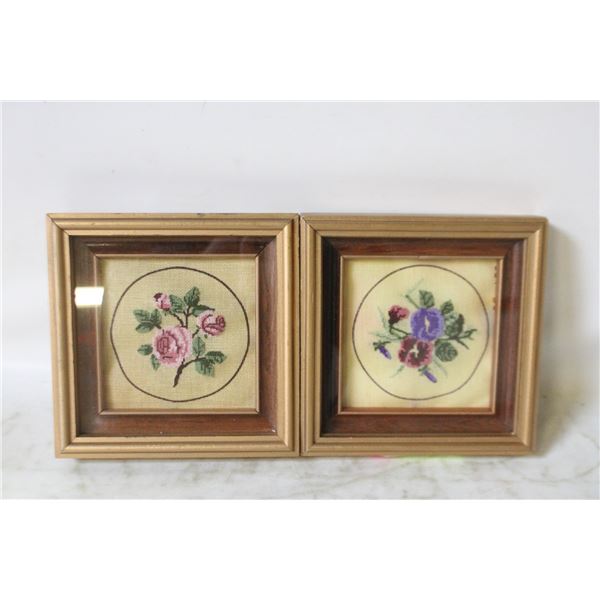 PAIR PETIT POINT PICTURES