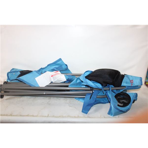 PAIR OF BLUE OUTBOUND CAMPING CHAIRS W/MESH BACKS