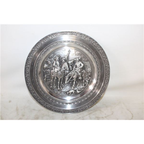 ANTIQUE RISKIN PEWTER MUSKATEERS PLATE