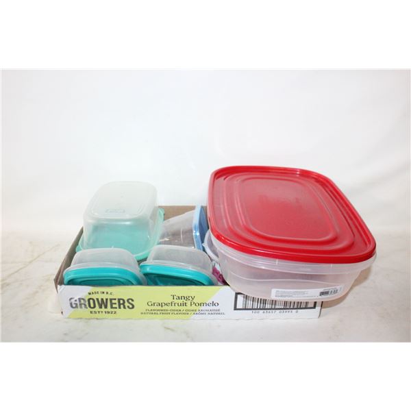 LOT OF PLASTIC CONTAINERS WITH LIDS