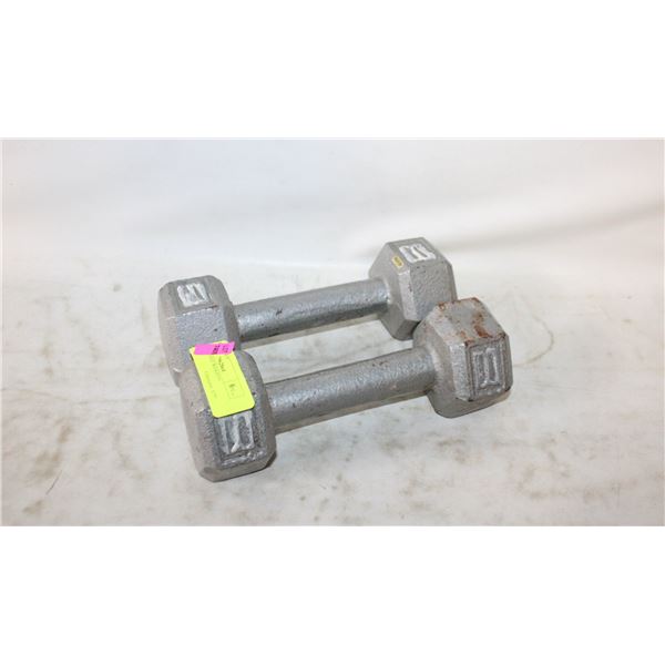 TWO 8 LB HAND WEIGHTS