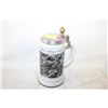 Image 1 : 8" HIGH PORCELAIN BEER STEIN WITH PEWTER LID