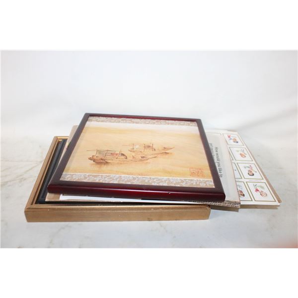 LOT OF PICTURES, PAPER TOLE, AND WALL DÉCOR