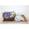 Image 1 : HANGING BASKET WITH FLOWERS/ 2 MACRAME HANGERS/
