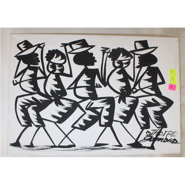 D. THORPE SIGNED JAMACIAN ART CANVAS 21"X15"