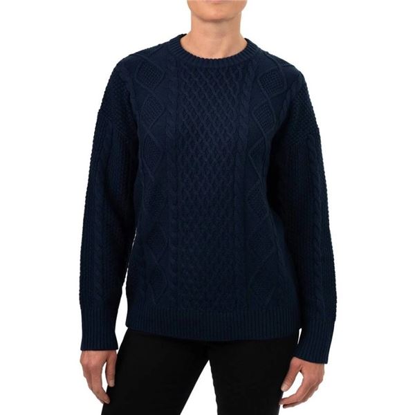 NEW KERSH CABLE KNIT CREWNECK SWEATER BLUE SZ XS