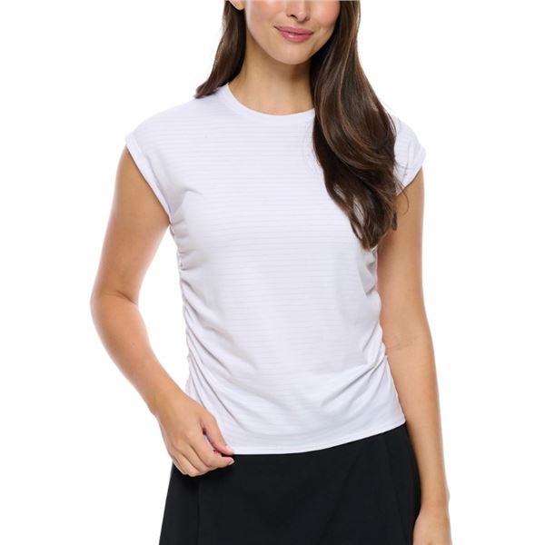 NEW LOLE WOMEN'S RUCHED WHITE T SHIRT SIZE MED