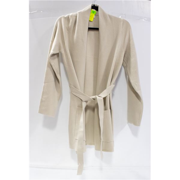COMO VINTAGE WOMENS CARDIGAN WITH TIE BEIGE SZ XS