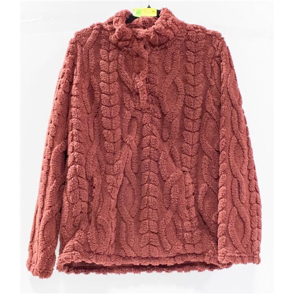 32 DEGREE WOMENS 1/4 BUTTON UP TOP MAROON SIZE LG