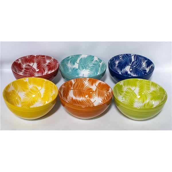 6 PACK OVER & BACK TROPICAL STONEWARE BOWLS