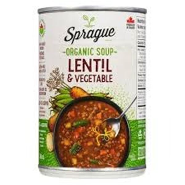 BAG OF 8 SPRAGUE ORGANIC LENTIL & VEGETABLE SOUP