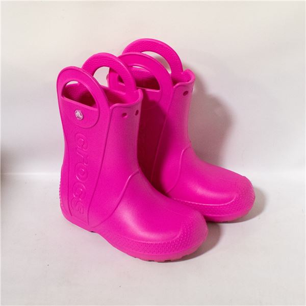 CROCS KIDS RUBBER RAIN BOOTS PINK SIZE 13