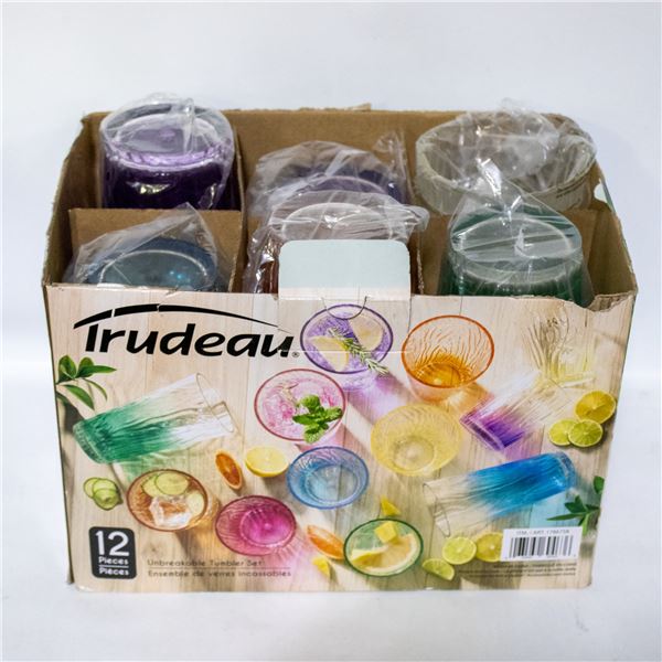 12 PIECE TRUDEAU UNBREAKABLE TUMBLER CUP SET