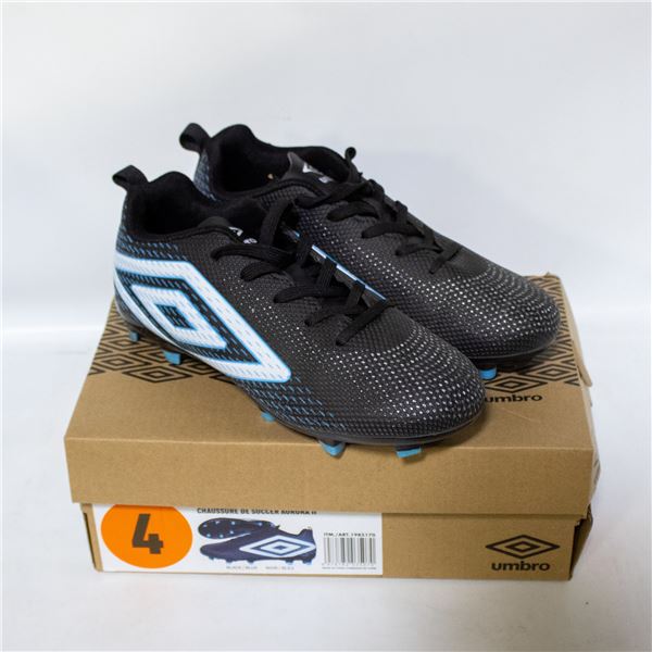 AURORA KIDS SOCCER CLEATS BLACK & BLUE SIZE 4