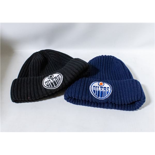 2 PACK OF NHL EDMONTON OILERS BEANIE HATS BLACK &