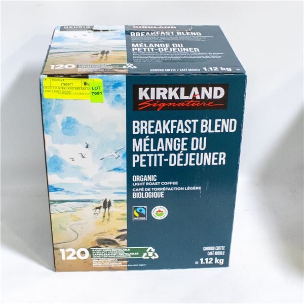BOX OF 115 KIRKLAND BREAKFAST BLEND LIGHT ROAST