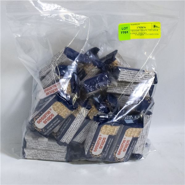 BAG OF SESAME SNAPS, VEGAN & GLUTEN FREE SNACKS