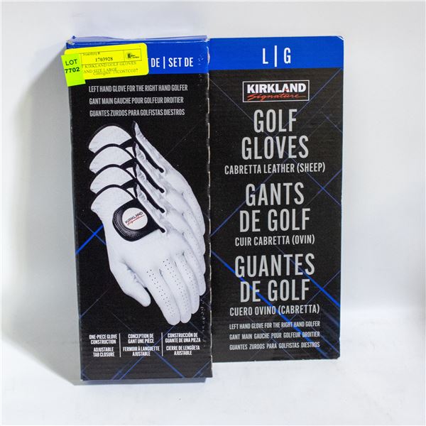 3 PK OF KIRKLAND GOLF GLOVES LEFT HAND SIZE LARGE