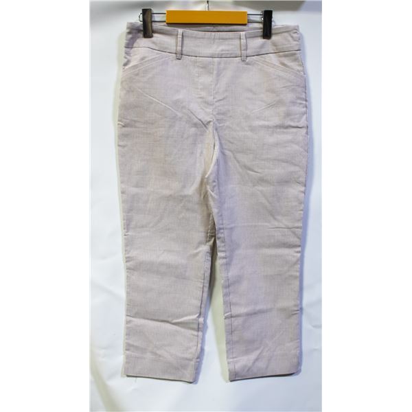 HILARY WOMENS CAPRI PANTS BROWN STRIPES SIZE 8