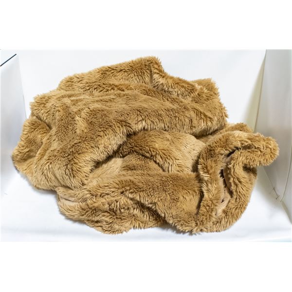 HOUSE & HOME FAUX FUR THROW BLANKET BROWN