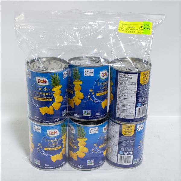 NEW 6 PACK OF TROPICAL GOLD PINEAPPLE CHUNKS IN