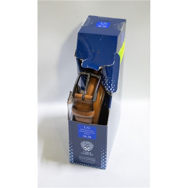 VINCE CAMUTO MENS LEATHER BELT BROWN SIZE LG 36-38