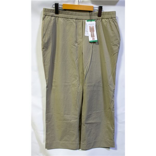 NEW ANSICH WOMENS KHAKI PANTS GREEN SIZE XLARGE