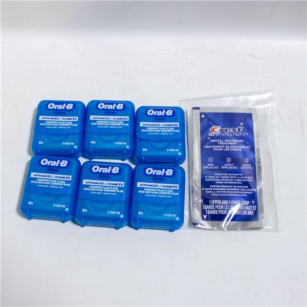 BAG OF 6 ORAL B FLOSS PACKS & 10 DENTAL WHITENING