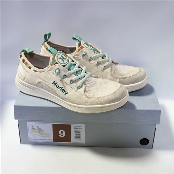 HURLEY WOMENS CASUAL SHOE BEIGE & GREEN SIZE 9