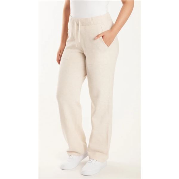 NEW LAZYPANTS SWEATER KNIT PANTS HEATHER BEIGE SM