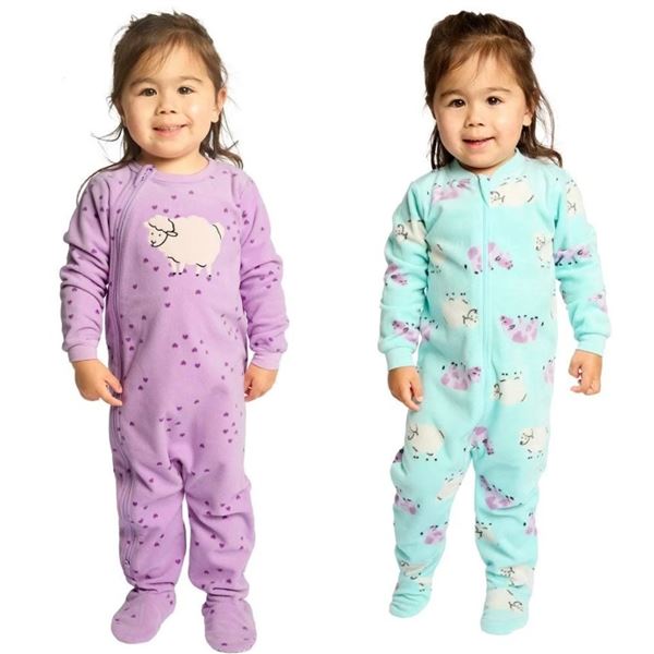NEW 2 PACK PEKKLE FLEECE FULL ZIP SLEEPER SIZE 2T