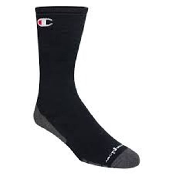 NEW 6 PACK OF CHAMPION CREW SOCKS BLACK