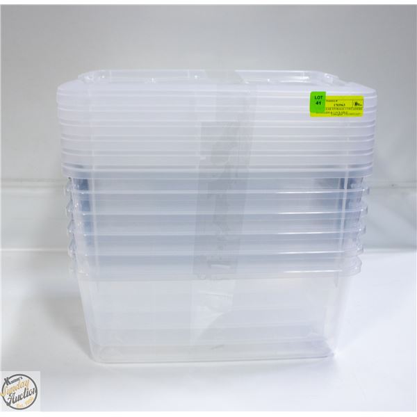 6 PK CLEAR STORAGE CONTAINERS WITH LIDS & LOCKABLE