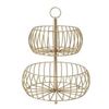Image 1 : OVER AND BACK 2-TIER WIRE FRUIT BASKET GOLD COLOUR
