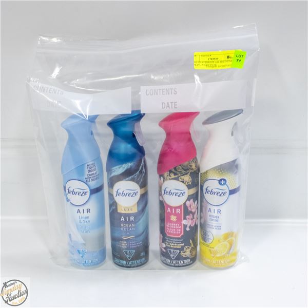BAG OF 4 FEBREZE AIR FRESHENER SPRAY - VARIETY PK