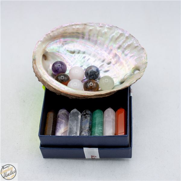 NEW 15 PC NATURAL ABALONE SHELL STONES