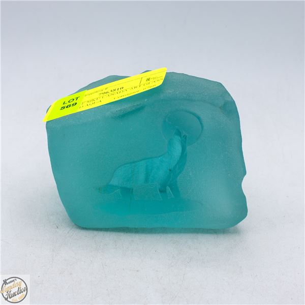 VINTAGE SIKU CANADA ART GLASS FROSTED AQUA