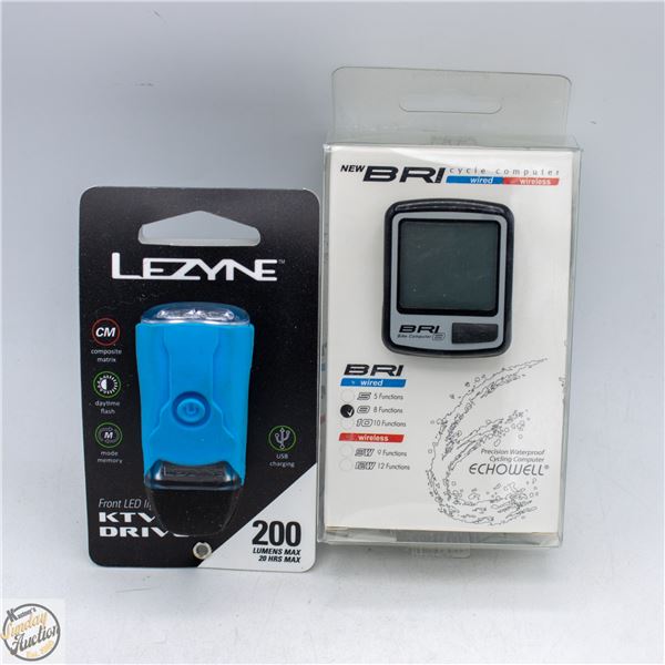 BOX WITH NEW LEZYNE 200 LUMENS FRONT LED