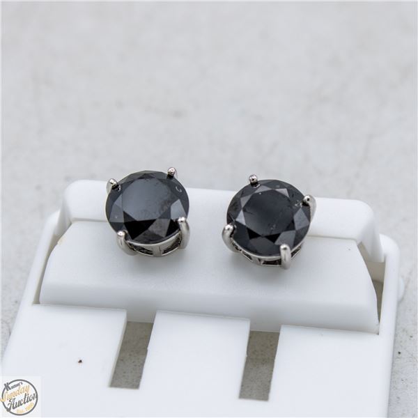 NEW SILVER PLATED EARRINGS WITH BLACK STONES
