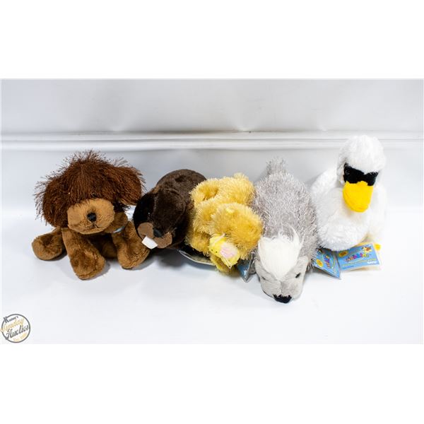 5 NEW OLD STOCK WEBKINS STUFFIES WITH ONLINE CODES