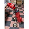 Image 1 : GOLF BAG, CART, AND CLUBS ASSORTMENT