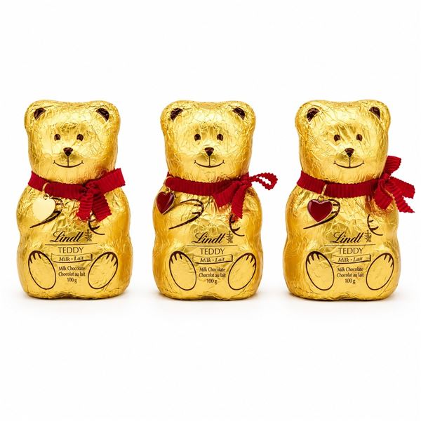 3 LINDT TEDDY MILK CHOCOLATE BEAR 100G EXP 05/26