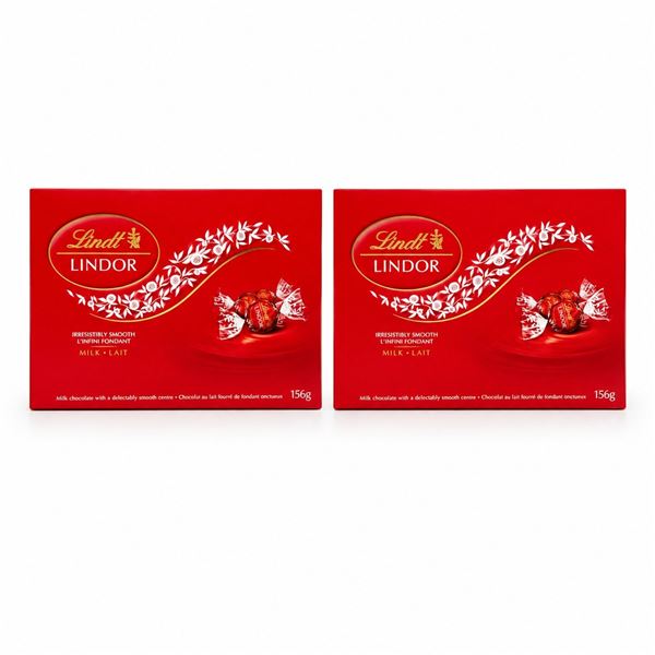2 LINDT LINDOR MILK CHOCOLATE BOX 156G EXP