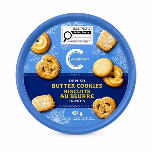 COMPLIMENTS DANISH BUTTER COOKIES TIN 454G EXP