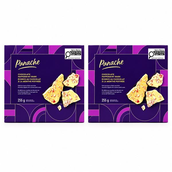 2 PANACHE CHOCOLATE PEPPERMINT BARK 255G EXP
