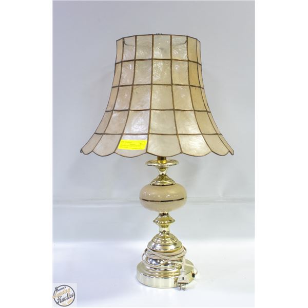 VINTAGE 25" LAMP WITH CAPIZ SHELL LAMP