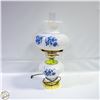 Image 1 : VINTAGE BLUE FLOWER MILK GLASS PLUG IN LAMP 23"