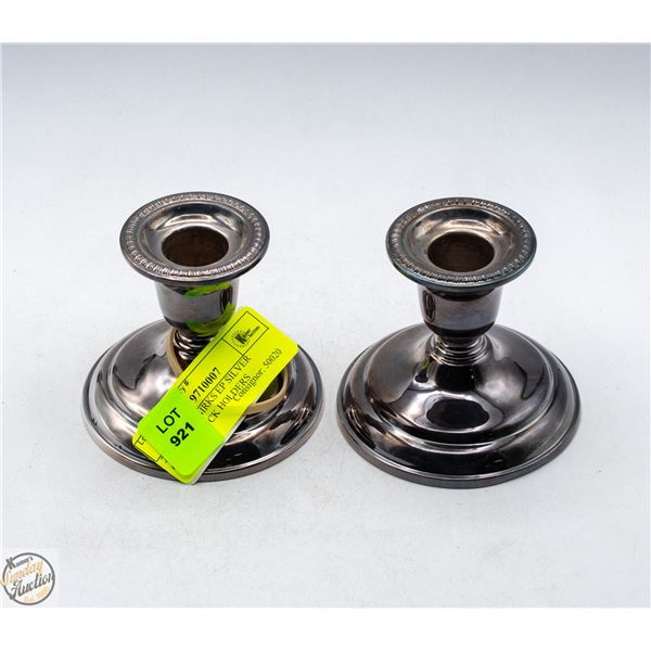 2 VINTAGE BIRKS EP SILVER CANDLE STICK HOLDERS